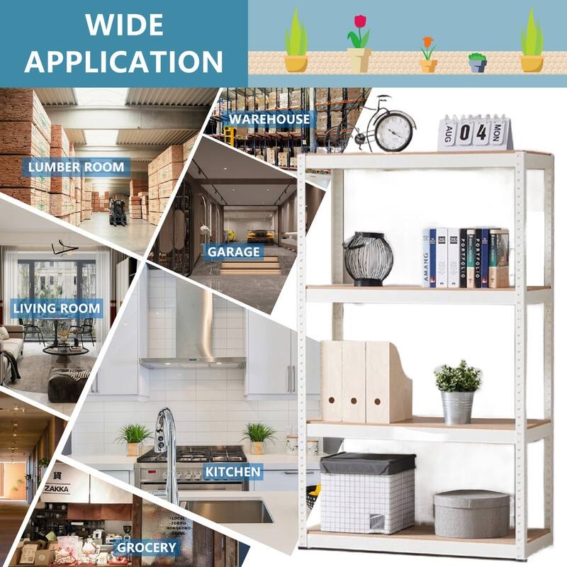 4 Tier Adjustable Garage Storage Shelving Unit Metal Utility Rack