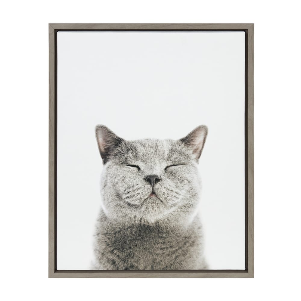 Kate and Laurel Sylvie Smiling Cat Framed Canvas by Amy Peterson