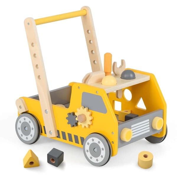 slide 2 of 10, Costway 2-In-1 Montessori Wooden Baby Walker with Learning Activities - See Details as pic shows - See Details