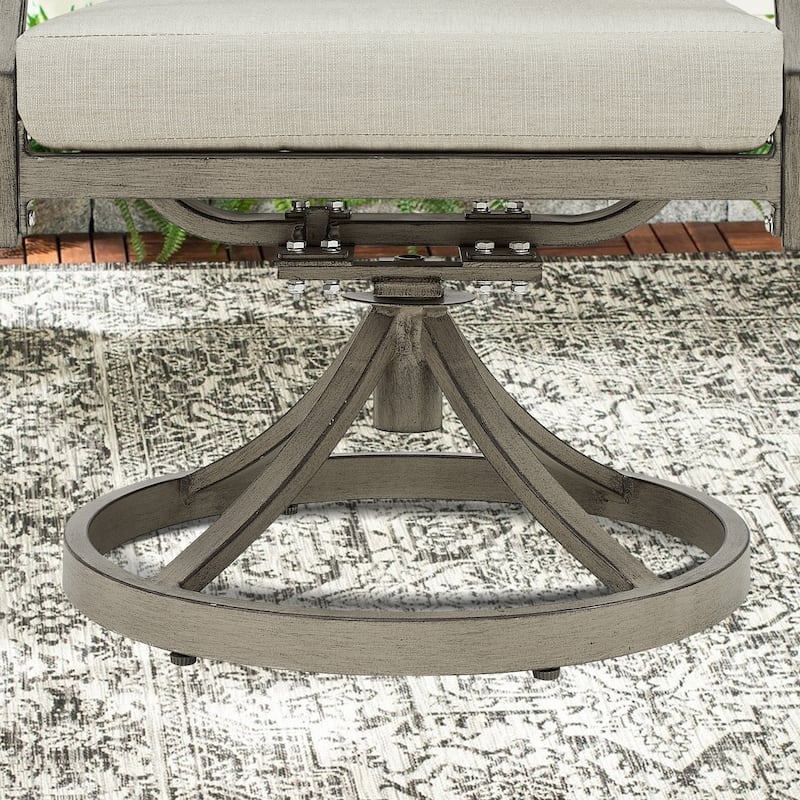 Patio Aluminum Round 59.5" Dining Table Set With Removable Lazy Susan