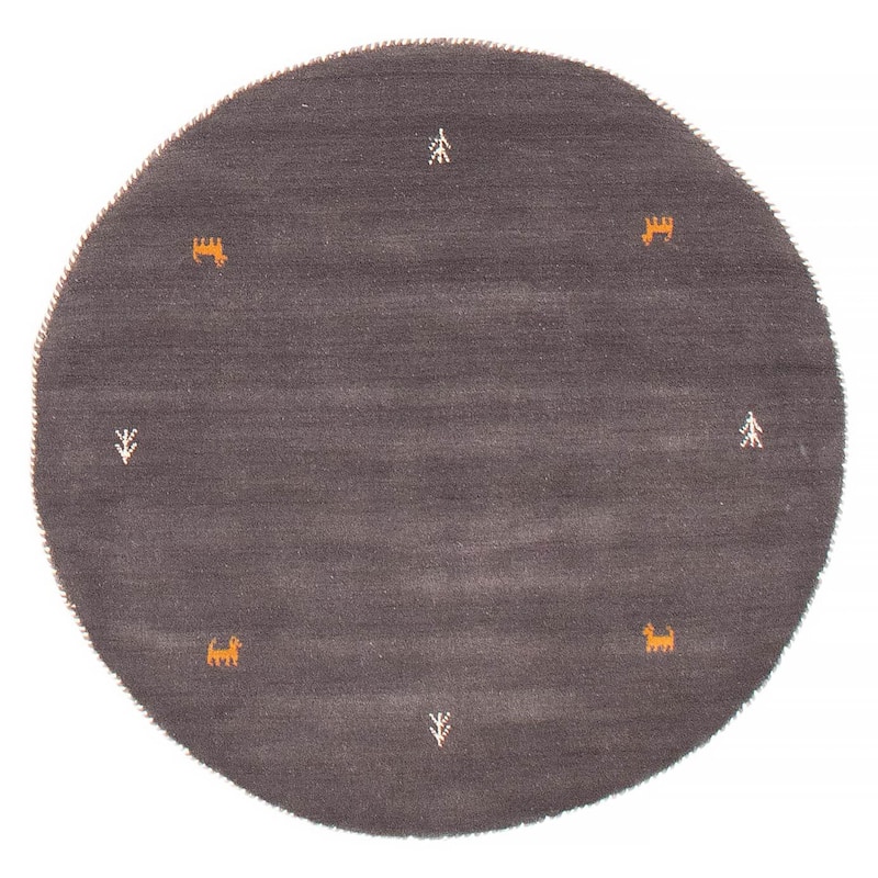 Kashkuli Gabbeh Grey Rug 3'10" x 3'10" - 3'10 x 3'10 - Dark Grey - 3'10 x 3'10