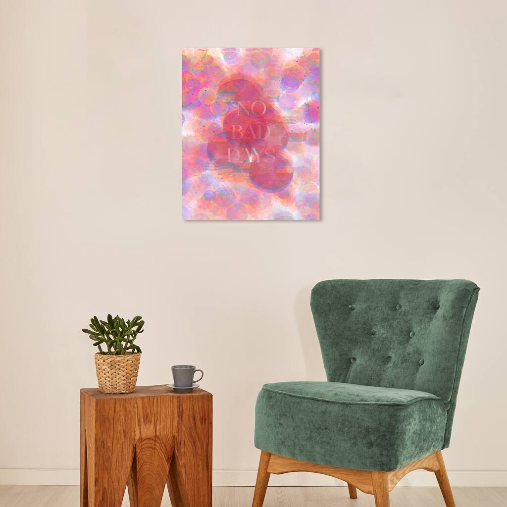 Wynwood Studio Canvas Fashion and Glam No Bad Days Bubbles Pink Bohemian & Eclectic Wall Art Canvas Print