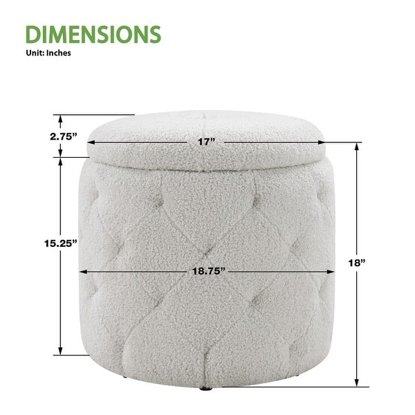 dimension image slide 2 of 5, Erindale Round Storage Ottoman
