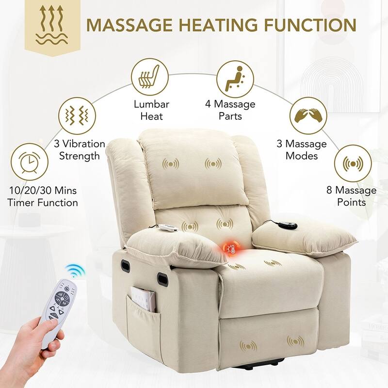 Power Lift Massage Recliner with Heat, Vibration Massage and Storage