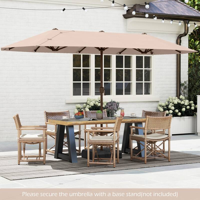 Gymax 13 FT Double-sided Patio Umbrella Outdoor Large Twin Size