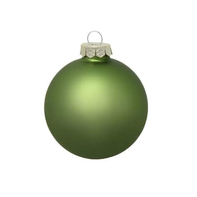 Matte Glass Christmas Ball Ornaments - 3.25" (80mm) - Lime - 8ct