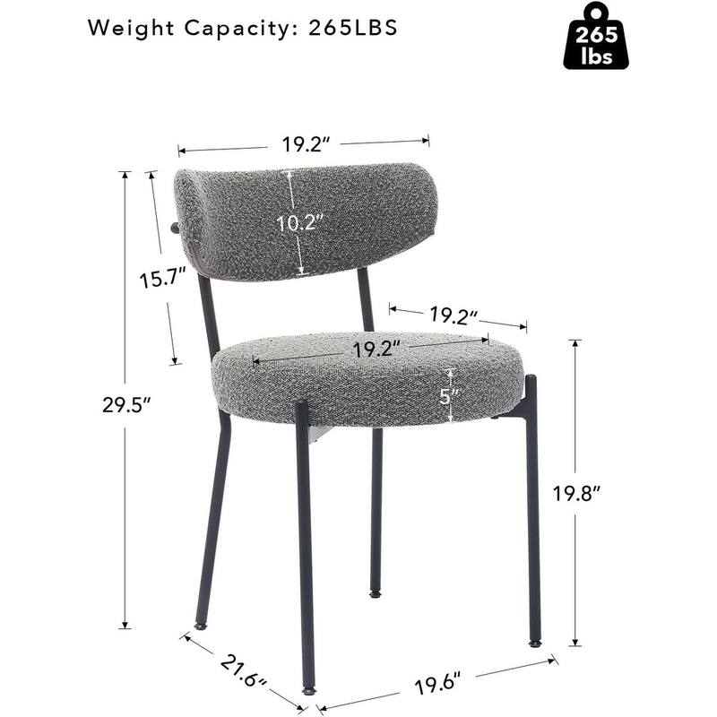 Set of 2 Upholstered Modern Kitchen Boucle Dining Chairs for Home, Kitchen