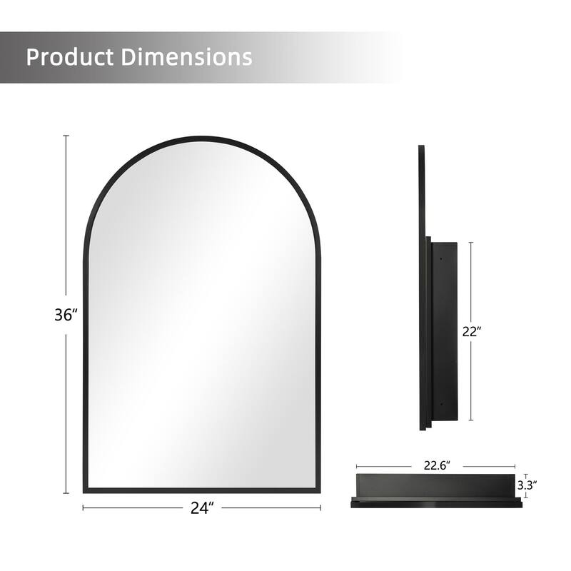 Iron Gold Round Corner Arched Mirror Cabinet
