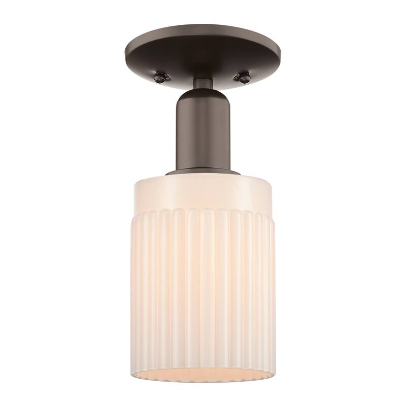 Innovations Lighting Endless Possibilities Arcadia - Hadley - 1 Light 5" Semi-Flush Mount - Oil Rubbed Bronze/Matte White