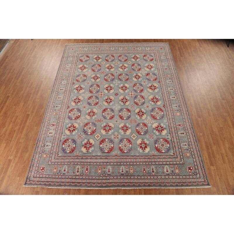 All-Over Geometric Kazak Oriental Area Rug Handmade Wool Carpet - 10'0" x 13'2"