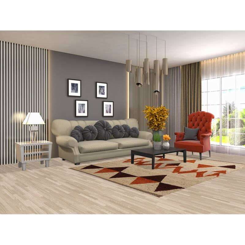 Hand Knotted Oriental 100% Wool Carpet Modern Geometric Beige & Ivories Moroccan Area Rug - 7' 9'' X 5' 9''