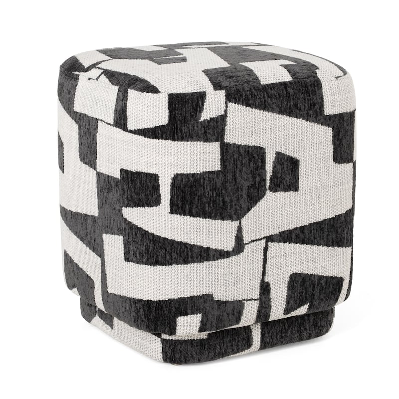 Divani Casa Loftis Modern Black & White Fabric Ottoman