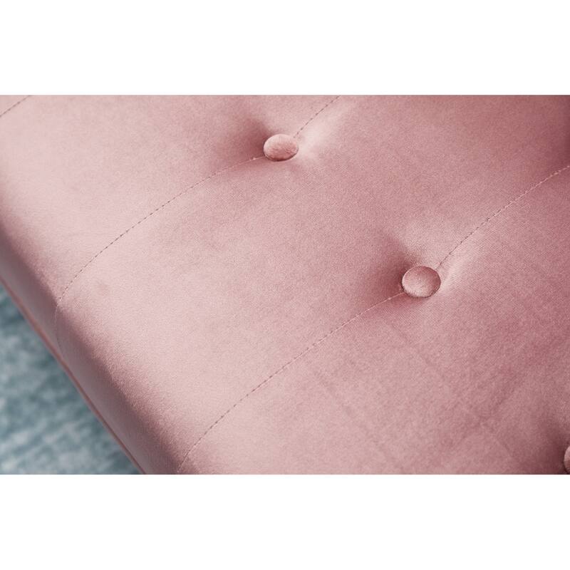 Rose Sofa Bed with Golden Metal Legs, Solid Wood+MDF, 75x32x29 inches