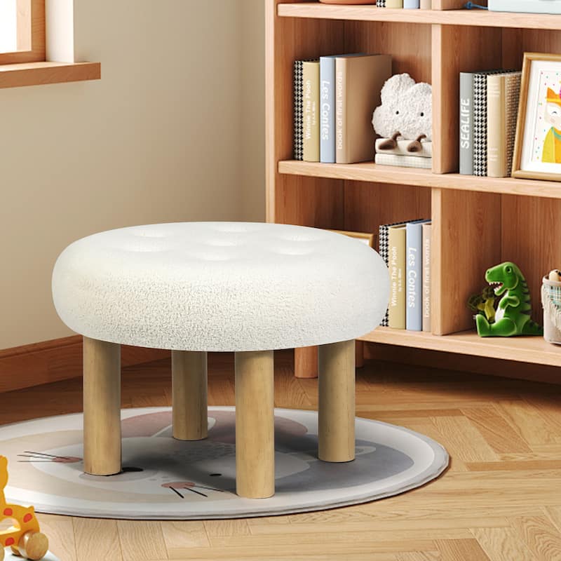 Adeco 23" Round Ottoman Footrest for Living Room