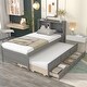 preview thumbnail 11 of 12, Twin Bed with Pull-Out Trundle and Storage Drawers for Space Saving Grey