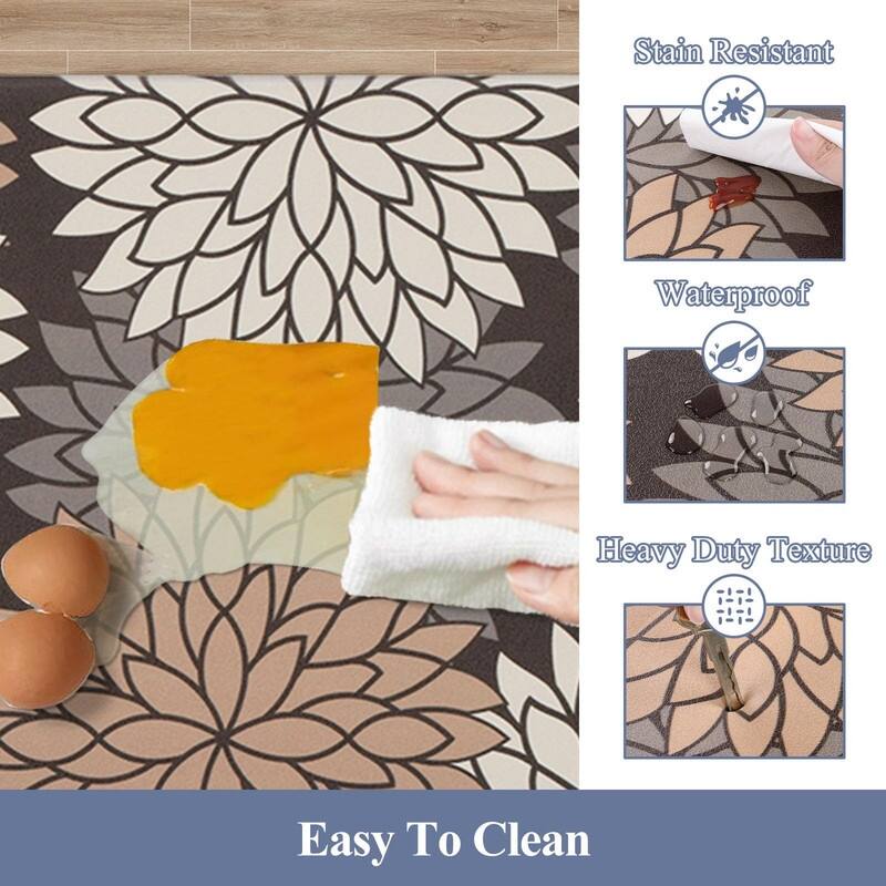 Anti Fatigue Kitchen Rug Sets 2 Piece Non Slip Kitchen Mats - 17.3"x48"+17.3"x28"-0.4"Th