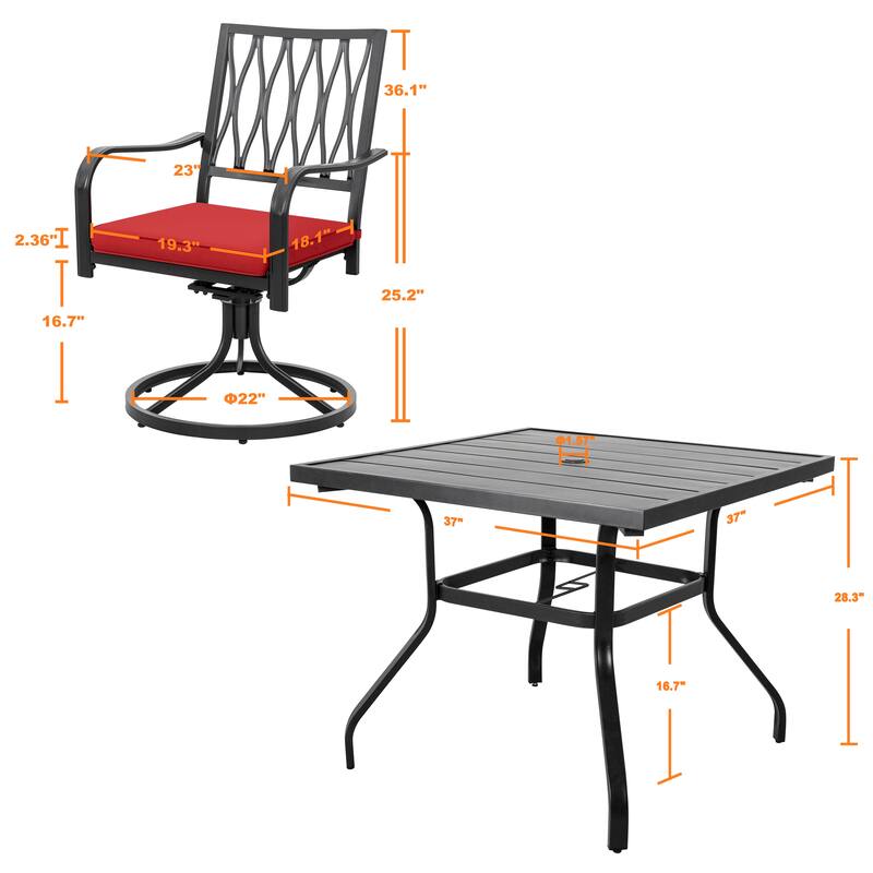 Outdoor Patio Bistro Set With Swivel Chairs