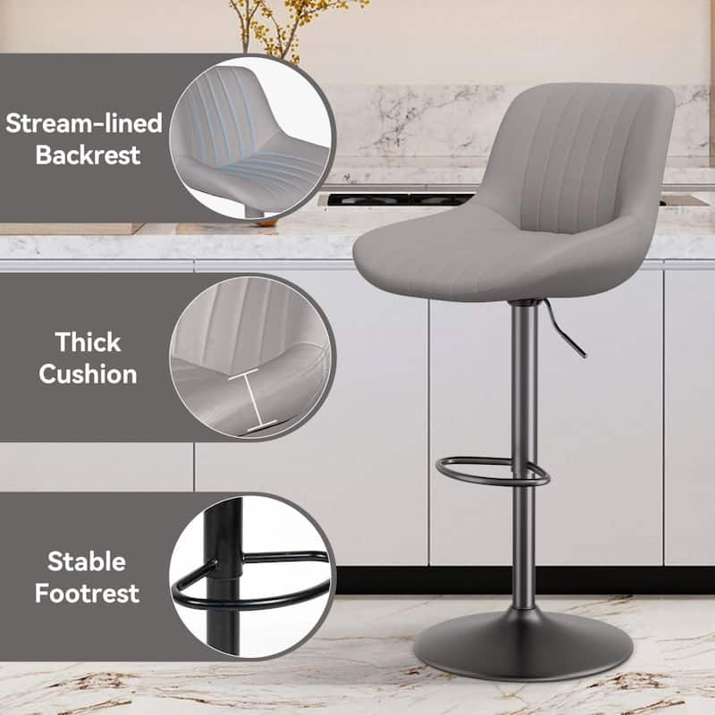 Set of 2 Adjustable Counter Height Swivel Bar Chairs