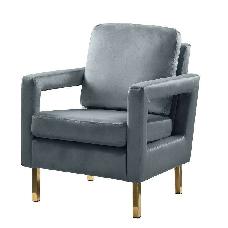 Valentina Comfy Accent Armchair with Golden Metal Legs and Removable Cushions by HULALA HOME