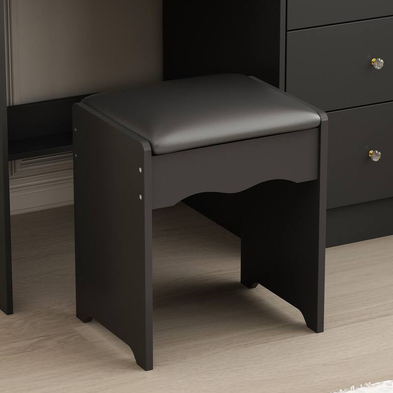 Kerrogee Makeup Vanity Set with Adjustable Lighted Mirror & Stool - 39.4"L x 19.7"W x 53.5"H