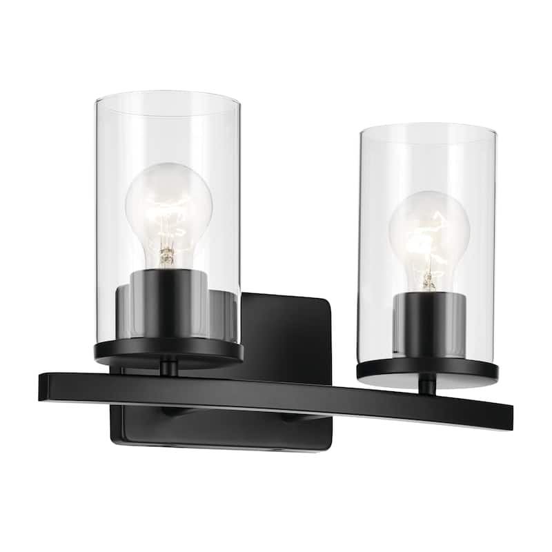 Kichler Lighting Crosby Bathroom Vanity Light with Clear Glass - Black - 2-Light