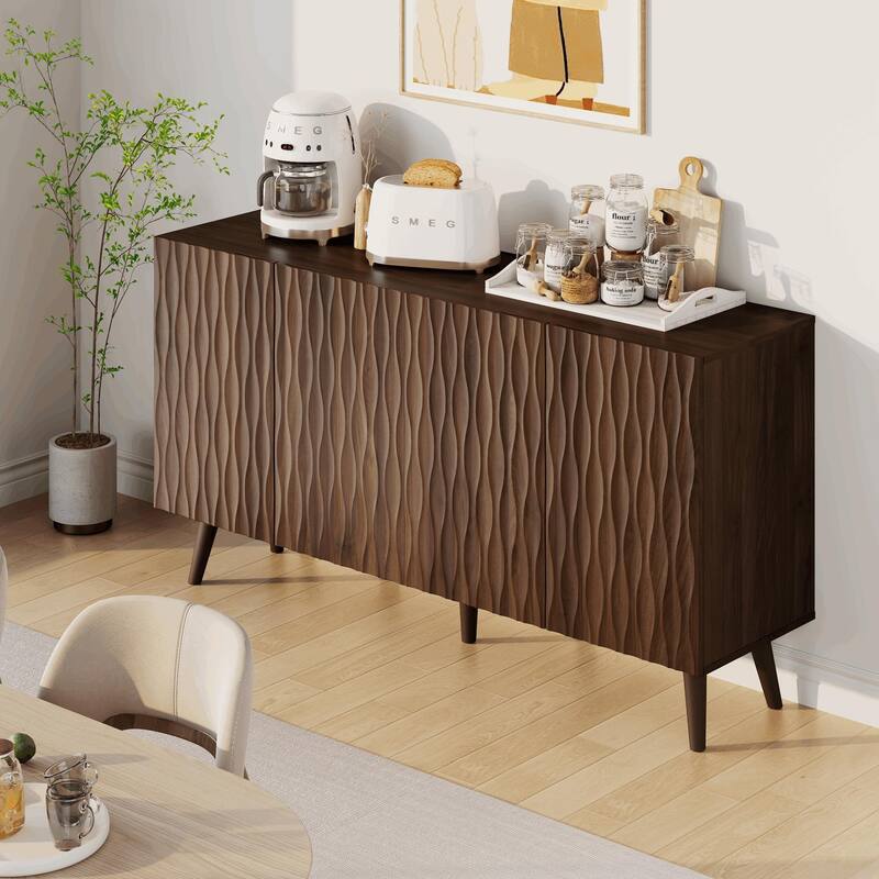 EROMMY 58" Accent Storage Cabinet with Adjustable Shelves, Sideboard Buffet with Doors for Living Room