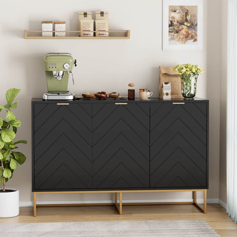 3 Doors Sideboard Buffet Cabinet with Storage Adjustable Shelf