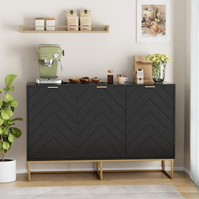 3 Doors Sideboard Buffet Cabinet with Storage Adjustable Shelf for Living Room, Kitchen