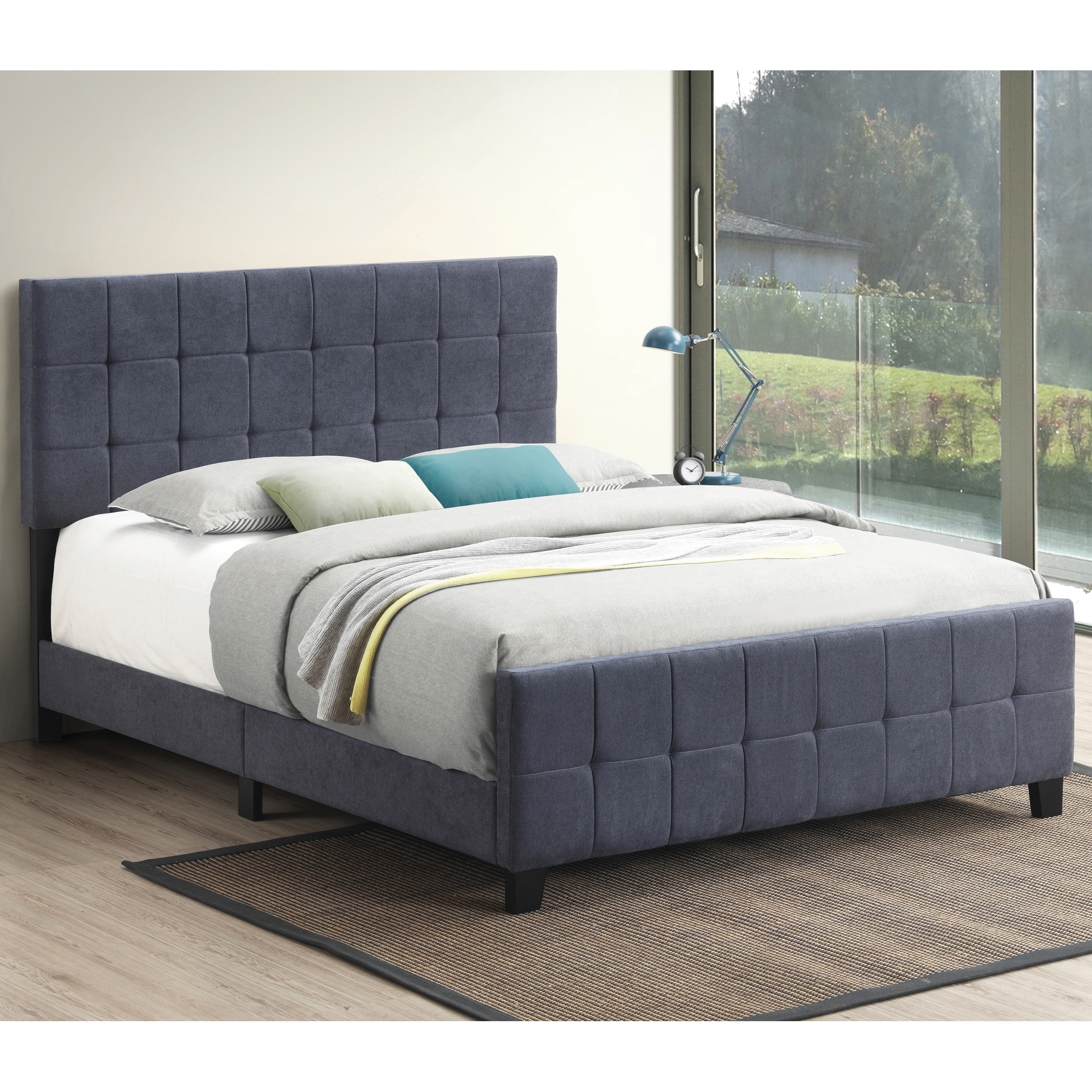 Modern Elegant Design Dark Grey Upholstered Bed