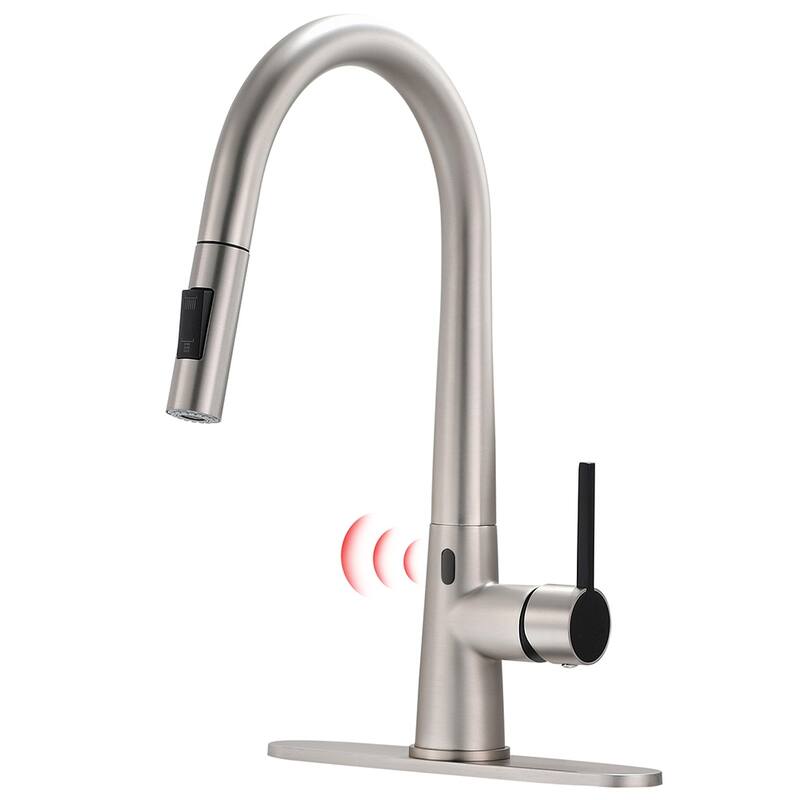 Touchless Kitchen Faucet with AC Adapter and Deck Plate