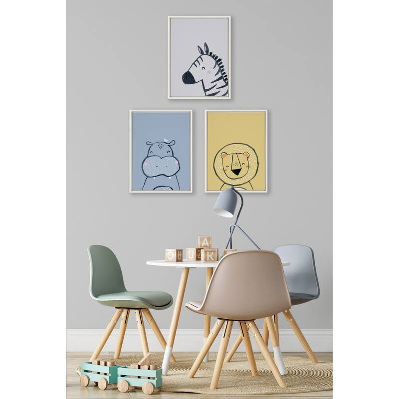 Kate and Laurel Sylvie Inky Hippo Framed Canvas by Lauradidthis