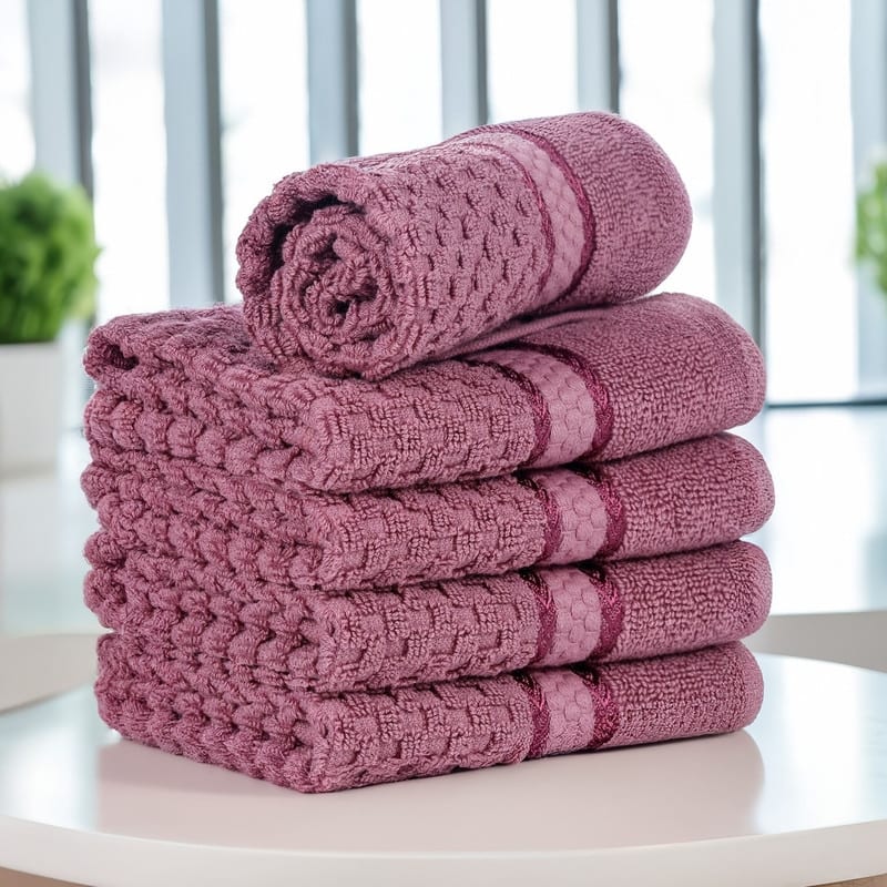 Pure Cotton 600 GSM Absorbent Washcloths 12x12 Inch by Ample Decor - 5 Pcs