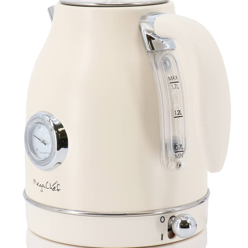 1.7 Quart Electric Tea Kettle and 2 Slice Toaster Combo in Matt Cream
