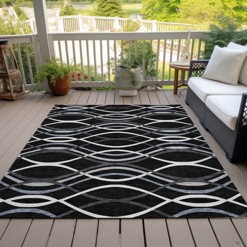 Machine Washable Indoor/ Outdoor Chantille Contemporary Deco Rug
