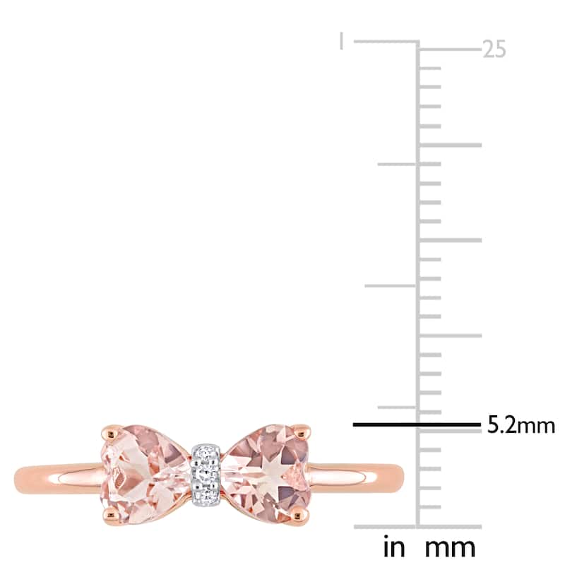 Miadora 1ct TGW Morganite and Diamond Accent Bow Ring in 10k Rose Gold