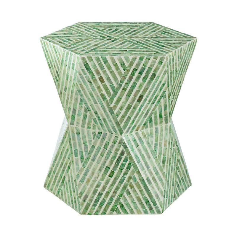 19 in. Green Round Wood End Table, Sturdy Build End Side Table for Living Rooms