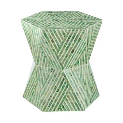 19 in. Green Round Wood End Table, Sturdy Build End Side Table for Living Rooms