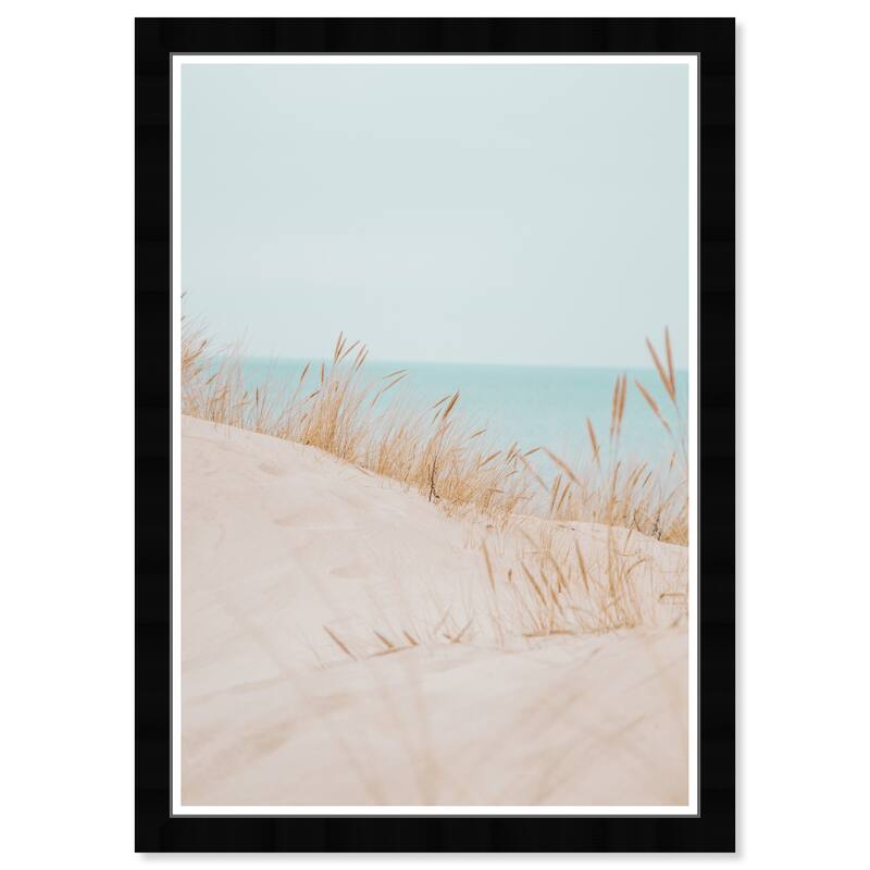 Wynwood Studio Prints Nature and Landscape All Calm Beach Blue and Light Brown Nautical & Coastal Wall Art Canvas Print
