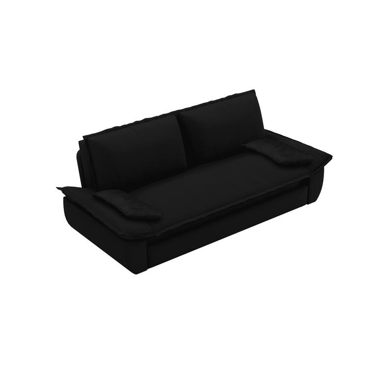 Velvet 3-in-1 Convertible Sleeper Daybed, Pull-Out Queen Bed, Chaise Lounger, Removable Cushions, Soft Pillows Included