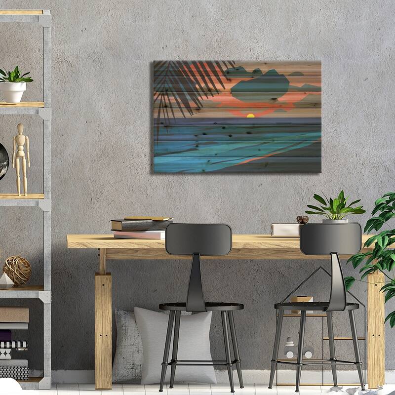 Tropical Beach Sunset Print On Wood by Jun Youngjin - Multi-Color
