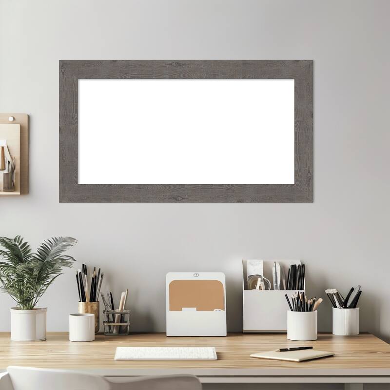 Amanti Art Rustic Plank Espresso Narrow Framed Dry Erase Magnetic Board