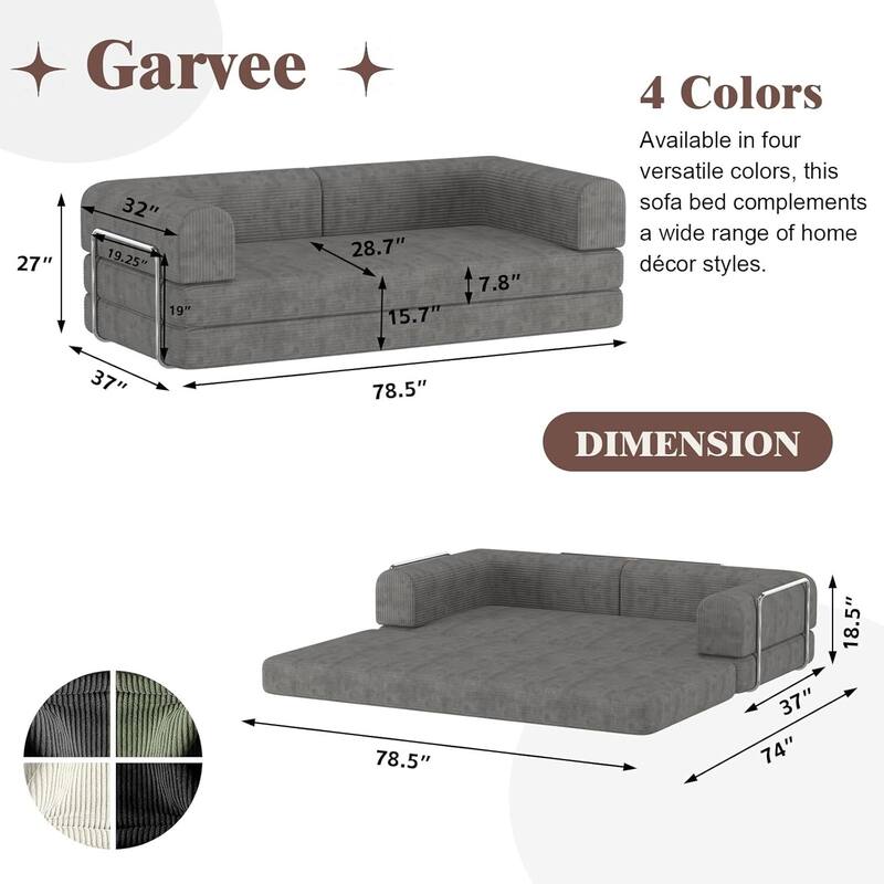 1 PC Convertible Modular Sleeper Sofa Bed for Living Room Lounge Studio