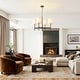 preview thumbnail 3 of 9, 29.5 in. Modern Classic Distressed Antique Brass 4-Light Chandelier with Light Brown Linen Cone Shade for Living & Dining Room