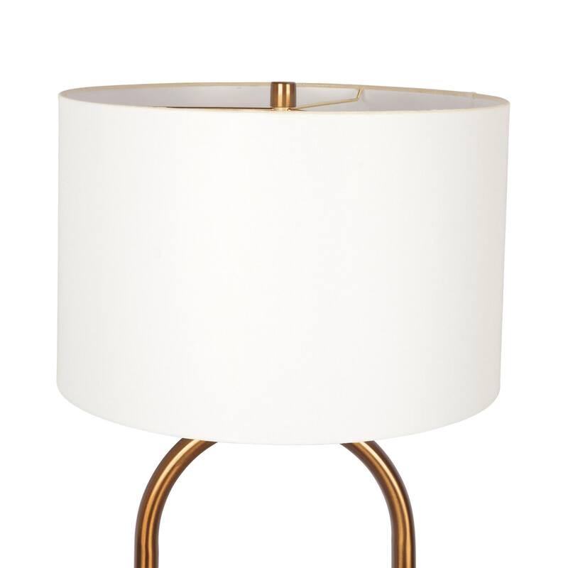 60.00" Tall Ring Base Floor Lamp with Large White Drum Shade - Antique Brass,White