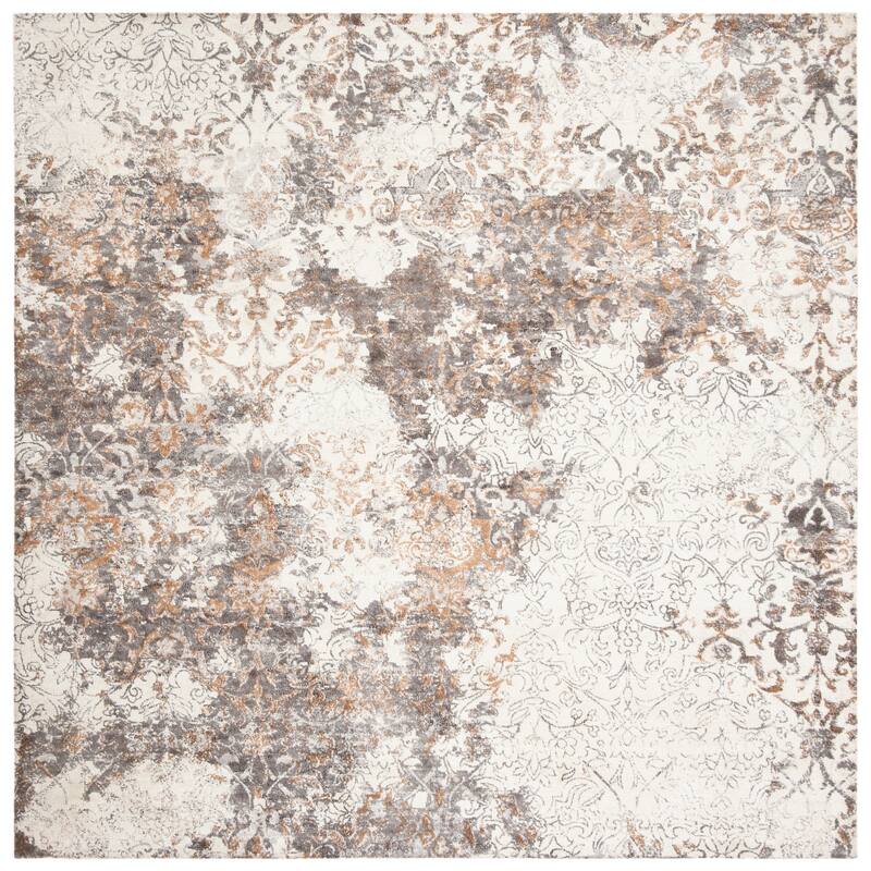 SAFAVIEH Hand-knotted Expression Ganka Vintage Abstract Wool Rug - 6' Square - Ivory/Grey