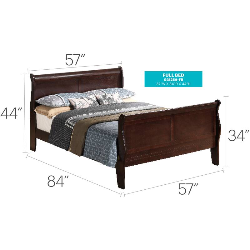 Cappuccino Full Bed with Smooth Finish and Timeless Frame, Durable Bedroom Furniture for a Warm Inviting Look