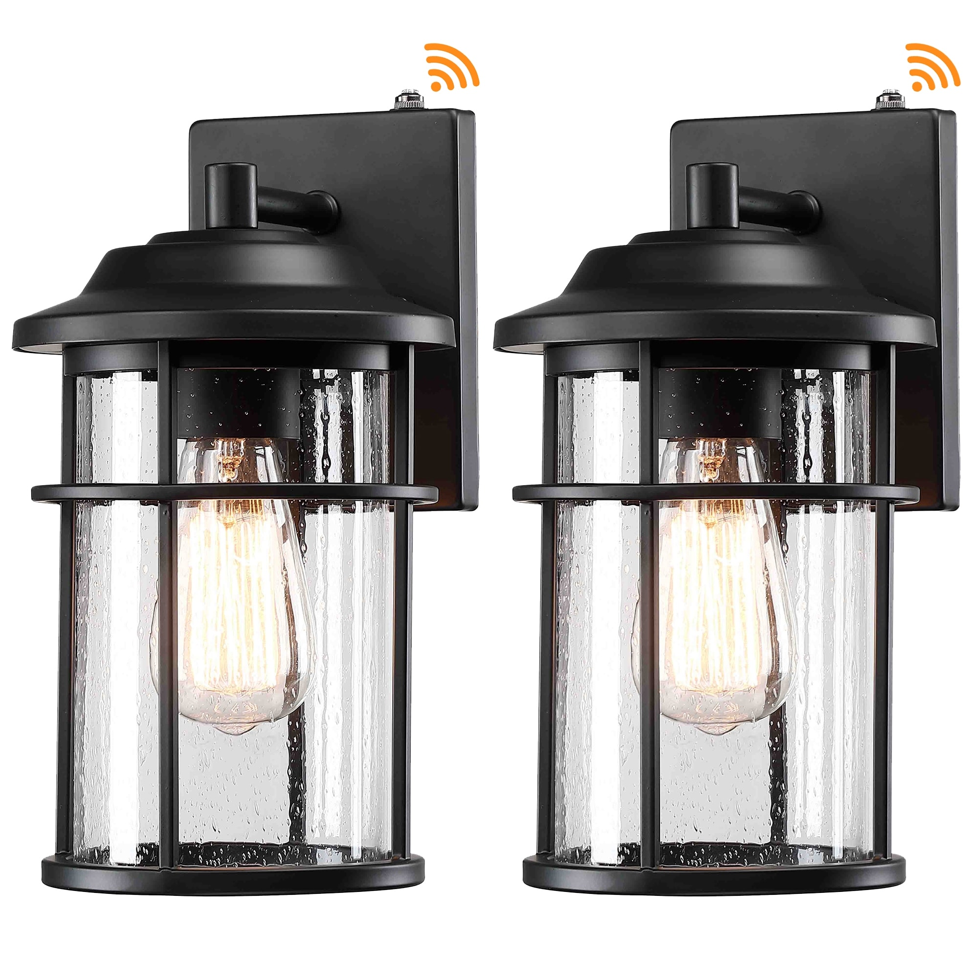 2 Pack 1-Light Black Dusk-to-Dawn Outdoor Wall Light
