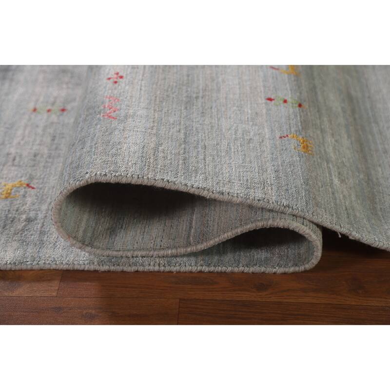 Indian Gabbeh Area Rug Handmade Wool Carpet - 8'1"x 9'9"