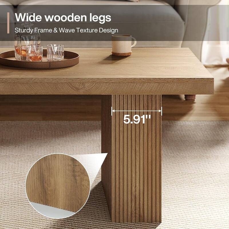 47.24 Inch Farmhouse Coffee Table, Rectangle Center Table for Living Room