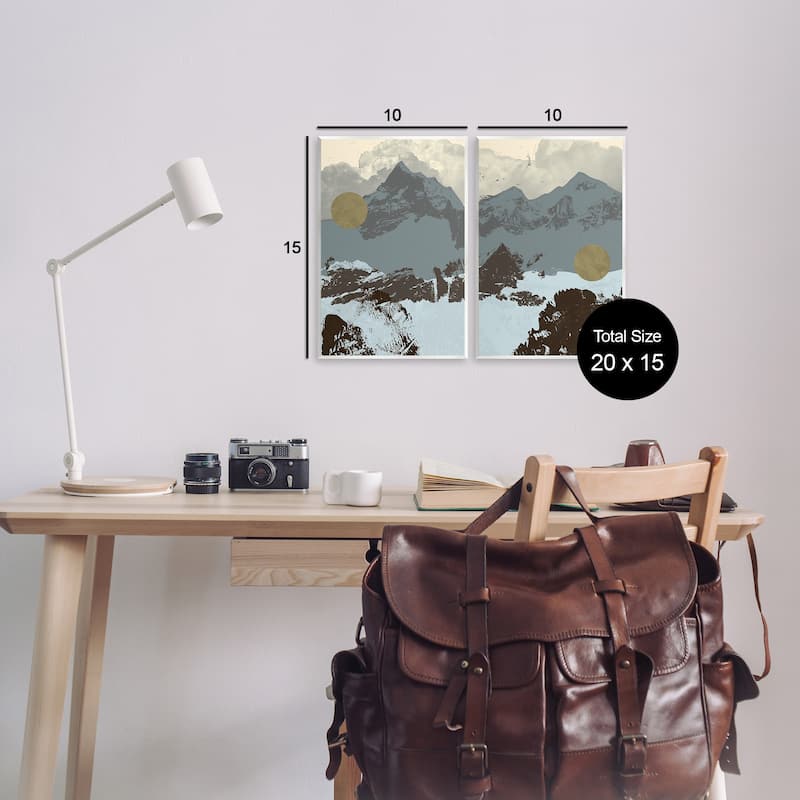 Stupell Mountain Range Textures over Abstract Color Pop 2pc Multi Piece Wood Wall Art Set,10 x 15